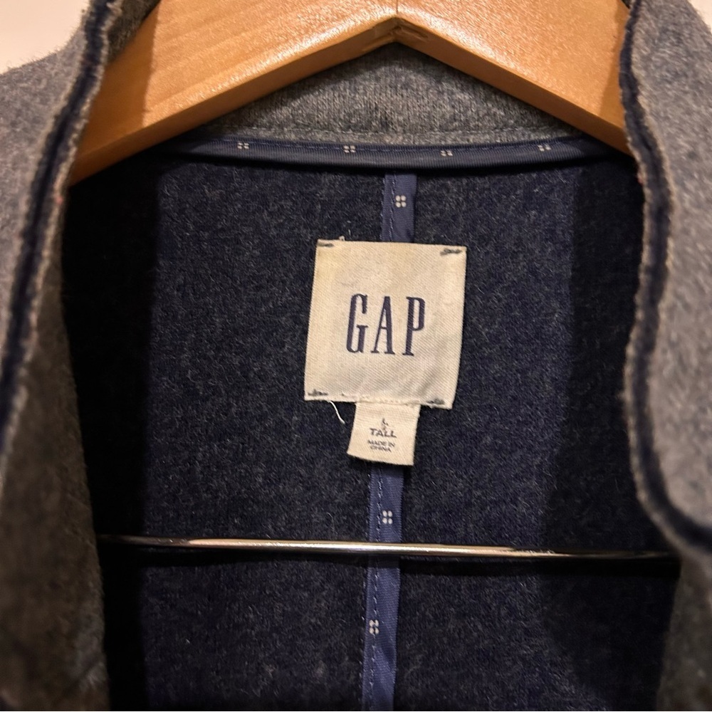 Gap Gray Wool-Blend Stand Collar Blazer (Single-Button) size large color grey - Picture 3 of 9